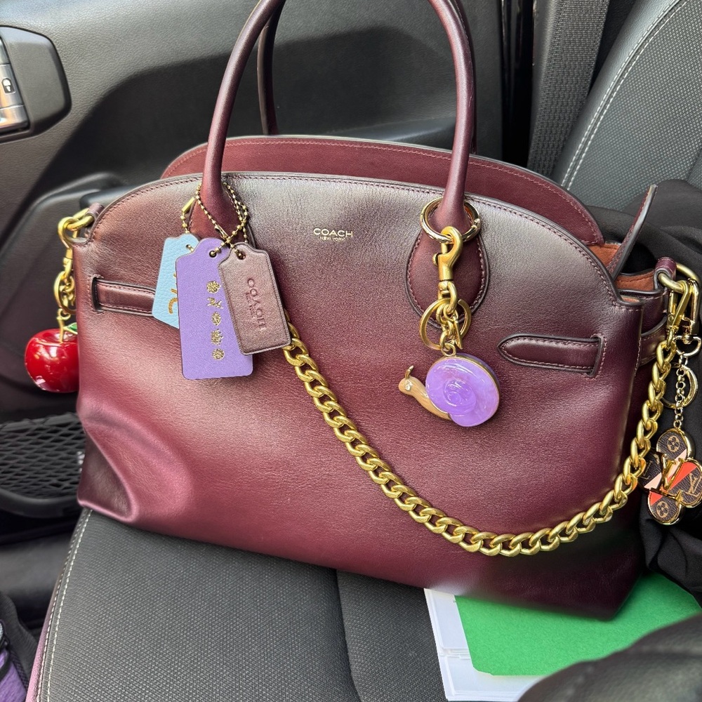 Coach Merlot and Gold Empire 40 with Elegant Chain Accents